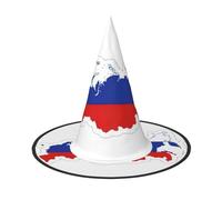 JEJEA Grand chapeau de sorcière avec drapeau russe imprimé carte pour femme, chapeau de sorcière, chapeau de sorcière, Halloween, cosplay, accessoire de fête