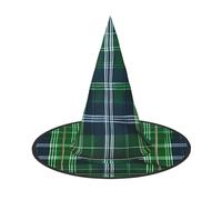 JEJEA Grand chapeau de sorcière bleu écossais imprimé tartan pour femme, chapeau de sorcière, chapeau de sorcière, accessoire de fête d'Halloween Cosplay