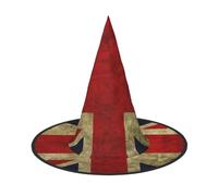 JEJEA Grand chapeau de sorcière imprimé drapeau britannique pour femme, chapeau de sorcière, chapeau de sorcière, chapeau d'Halloween, cosplay, accessoire de fête
