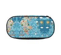 JEJEA Grande trousse à crayons avec impression carte de la Grèce - Grande capacité de rangement, Noir , Taille unique, Organiseur de sac