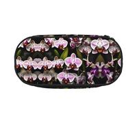 JEJEA Grande trousse à crayons avec impression orchidées, grande capacité, pochette de rangement, Noir , Taille unique, Organiseur de sac
