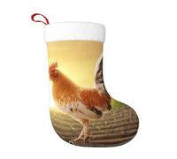 JEJEA Grandes chaussettes de Noël à suspendre avec imprimé coq de poulet, pour décoration de fête en famille