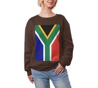 JEJEA Haut décontracté chaud avec imprimé drapeau d'Afrique du Sud - Pour l'hiver - Pour femme - Pull à manches longues - Tendance, café, L