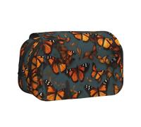 JEJEA Heaps of Orange Trousse à crayons avec imprimé papillons monarques pour crayons, maquillage, boîte de rangement multifonction pour les adluts, Noir , Taille unique, Trousse de toilette