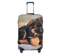 JEJEA Housse de protection pour valise de voyage lavable et anti-rayures Motif chiot berger allemand, Noir , M
