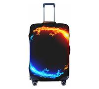 JEJEA Housse de protection pour valise, motif dragons du feu et de la glace, lavable, anti-rayures, Noir , S
