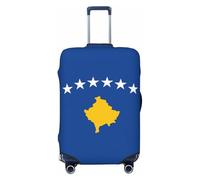 JEJEA Housse de protection pour valise, motif drapeau du Kosovo, lavable, anti-rayures, Noir , L