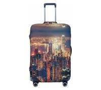 JEJEA Housse de protection pour valise, motif Hong Kong, lavable, anti-rayures, Noir , M