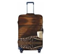 JEJEA Housse de protection pour valise, motif tasse à café et grains de café, lavable, anti-rayures, Noir , M