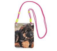 JEJEA Joli sac à bandoulière imprimé chiot berger allemand pour homme et femme, bandoulière réglable, pour voyage, shopping, Fuchsia, Taille unique
