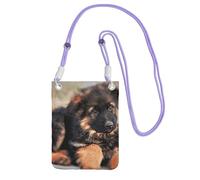 JEJEA Joli sac à bandoulière imprimé chiot berger allemand pour homme et femme, bandoulière réglable, pour voyage, shopping, violet, Taille unique