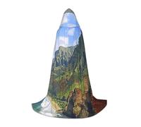 JEJEA Kauai Hawaii Imprimé Bord de mer Halloween Cosplay Fête de Noël Tenue de Magicien à Capuche Cape Halloween Cape médiévale Renaissance