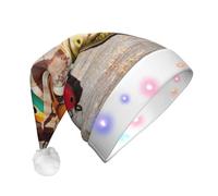 JEJEA Leurre de pêche 1 imprimé Père Noël chapeau adulte LED, chapeau de Noël avec lumières pour femmes et hommes, fournitures de fête du Nouvel An