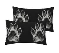 JEJEA Lot de 2 housses de coussin décoratives en lin avec imprimé pattes 30 x 50 cm