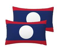 JEJEA Lot de 2 housses de coussin décoratives en lin Motif drapeau du Laos 30 x 50 cm