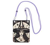 JEJEA Magic Witchcraft Sac à bandoulière pour téléphone portable avec sangle réglable Motif sorcière bohème Pour voyage shopping, violet, Taille unique