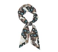 JEJEA Magnifique écharpe de cou soyeuse à imprimé papillon, foulard tendance en satin soyeux pour femme, écharpes légères et gracieuses en soie, Noir , taille unique