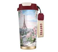 JEJEA Magnifique tasse isotherme en acier inoxydable avec impression Tour Eiffel Paris - Double paroi - Tasse à café de voyage pour la maison et le bureau