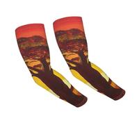 JEJEA Manchons de bras de compression pour homme et femme - Motif animal africain - Motif coucher de soleil - Pour l'extérieur