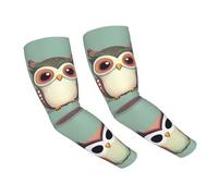 JEJEA Manchons de bras de compression pour homme et femme, motif chouettes de dessin animé, motif chouettes mignonnes