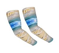 JEJEA Manchons de bras de compression pour homme et femme, motif coquillages, vagues de mer, océan, rafraîchissant, protection contre le soleil, pour l'extérieur