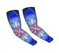 JEJEA Manchons de bras de compression pour homme et femme, motif fleur de lotus bohémien, refroidissement, protection UV, pour l'extérieur
