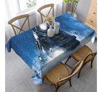 JEJEA Nappe rectangulaire avec impression de train de Noël et neige - Sans plis - Douce - Pour salle à manger, décoration de chambre de Noël