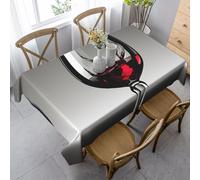 JEJEA Nappe rectangulaire avec impression verre à vin, nappe douce et infroissable pour décoration de salle à manger de Noël