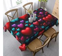JEJEA Nappe rectangulaire avec imprimé cœur rouge romantique, infroissable et douce, pour salle à manger, décoration de salle à manger de Noël