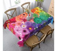 JEJEA Nappe rectangulaire avec imprimé fleurs arc-en-ciel - Nappe douce et infroissable pour décoration de salle à manger de Noël