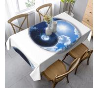 JEJEA Nappe rectangulaire imprimée Yin Yang World - Sans plis - Douce - Pour salle à manger, décoration de Noël