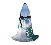 JEJEA Niagara Automne Imprimé Halloween Cosplay Fête de Noël Tenue de Magicien à Capuche Cape Halloween Cape médiévale Renaissance