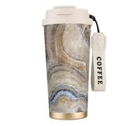 JEJEA Onyx Stone Tasses isothermes en acier inoxydable avec impression bleu pâle, tasses à café à double paroi, tasse à café de voyage pour la maison et le bureau
