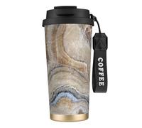 JEJEA Onyx Stone Tasses isothermes en acier inoxydable avec impression bleu pâle, tasses à café à double paroi, tasse à café de voyage pour la maison et le bureau