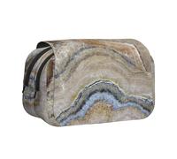 JEJEA Onyx Stone Trousse à crayons avec imprimé bleu pâle pour crayons, maquillage, boîte de rangement multifonction pour les adluts, Noir , Taille unique, Trousse de toilette