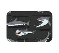 JEJEA Paillasson antidérapant en velours cristal lavable avec dos en caoutchouc antidérapant pour l'intérieur Motif requin