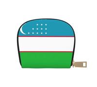 JEJEA Porte-cartes de crédit imprimé drapeau de la République d'Ouzbékistan, petit porte-cartes avec fermeture éclair, porte-cartes en cuir, blanc, Taille unique