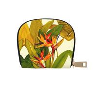 JEJEA Porte-cartes de crédit imprimé oiseau de paradis tropical, petit portefeuille avec fermeture éclair, porte-cartes en cuir, blanc, Taille unique