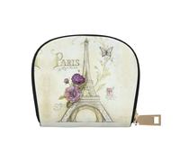 JEJEA Porte-cartes de crédit imprimé Tour Eiffel 1, petit portefeuille avec fermeture éclair, porte-cartes en cuir, blanc, Taille unique