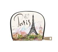 JEJEA Porte-cartes de crédit imprimé Tour Eiffel, petit portefeuille avec fermeture éclair, porte-cartes en cuir, blanc, Taille unique