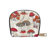 JEJEA Porte-cartes en cuir avec fermeture éclair Motif champignons rouges, blanc, Taille unique