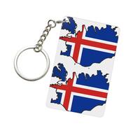 JEJEA Porte-clés double face en acrylique avec drapeau de l'Islande - Cadeau d'anniversaire pour meilleurs amis