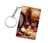 JEJEA Porte-clés double face en acrylique avec imprimé cave à vin rouge, cadeau d'anniversaire pour meilleurs amis