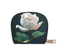 JEJEA Portefeuille en cuir avec fermeture éclair et imprimé floral 3D, blanc, Taille unique