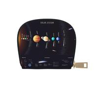 JEJEA Portefeuille en cuir avec fermeture éclair et inscription « Solar System Jupiter Saturn », blanc, Taille unique