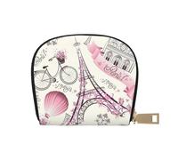 JEJEA Portefeuille en cuir avec fermeture éclair Motif Tour Eiffel Paris, blanc, Taille unique