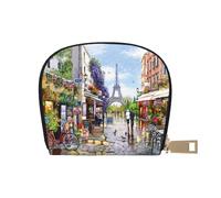 JEJEA Portefeuille en cuir avec fermeture éclair Motif Tour Eiffel Paris Street, blanc, Taille unique