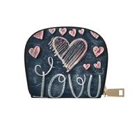 JEJEA Portefeuille en cuir avec inscription « I Love You Words with Hearts » pour cartes de crédit, petit porte-cartes avec fermeture éclair, blanc, Taille unique