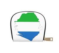 JEJEA Portefeuille pour cartes de crédit avec fermeture éclair et drapeau de la Sierra Leone, blanc, Taille unique