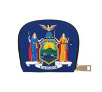 JEJEA Portefeuille pour cartes de crédit avec fermeture éclair et motif drapeau de l'État de New York, blanc, Taille unique